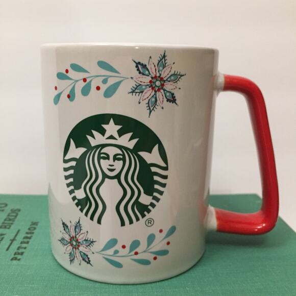 Starbucks Christmas Snowflake Red Handle Mug - Picture 2 of 7